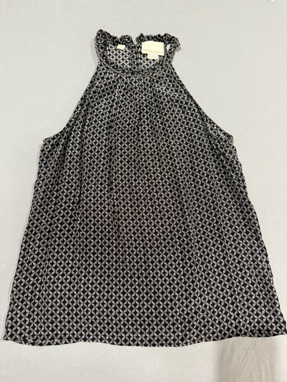 Cynthia Rowley Black & Cream Patterned Halter Tank